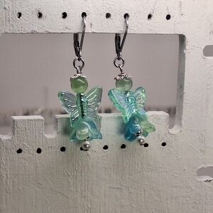 Elegant Green Fairy Leverback Earrings - Mbarnes Production